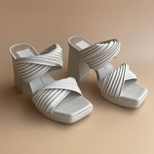 Dolce Vita Pilton Light Cream Soft-Volume Slide Block-Heel Dress Sandals